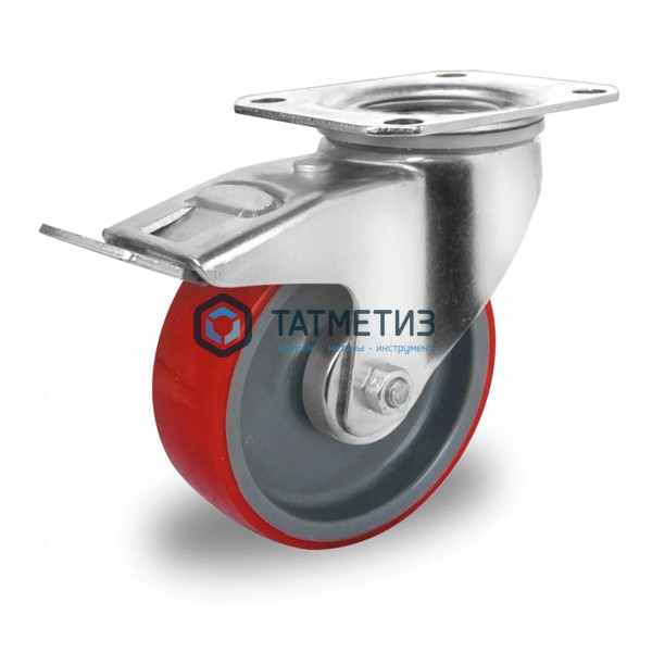 Колесо большегрузное ПОЛИУРЕНТАН поворотное с тормозом d 200 мм Колесо большегрузное ПОЛИУРЕНТАН поворотное с тормозом d 200 мм