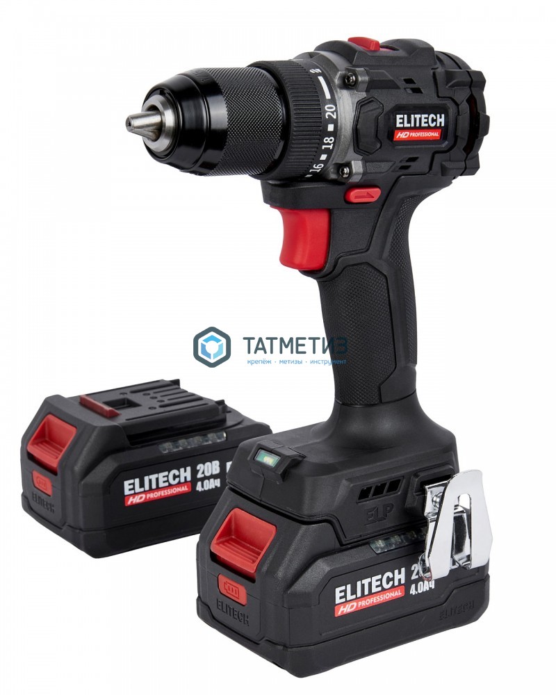Дрель-шуруповерт 20 В, CD 20SL2 бщет, 60 Нм, 2х2.0Ач, ELP, БЗП-13мм, подсветка, ELITECH -  магазин «ТАТМЕТИЗ»