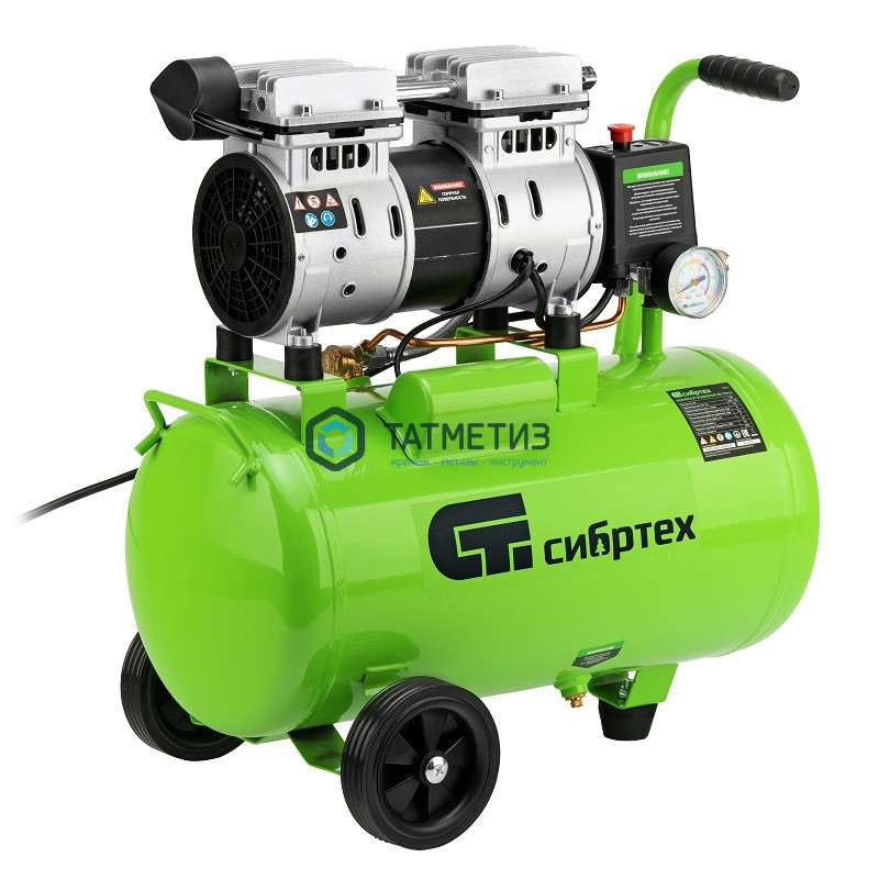 Компрессор безмаслянный малошумный МБ 1100/24,1100 Вт, 24 л, 170 л/мин// Сибртех Компрессор безмаслянный малошумный МБ 1100/24,1100 Вт, 24 л, 170 л/мин// Сибртех