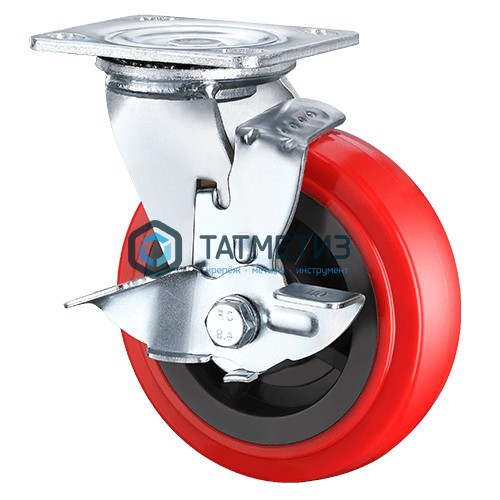 Колесо большегрузное ПОЛИУРЕНТАН, нейлоновый обод, поворотное с тормозом d 155 мм |  «ТАТМЕТИЗ» Колесо большегрузное ПОЛИУРЕНТАН, нейлоновый обод, поворотное с тормозом d 155 мм -  магазин «ТАТМЕТИЗ»