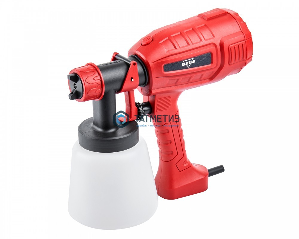 Краскопульт электрич, ELITECH (ДМ), HVLP, 0.8л, 500мл/мин, вяз.краски 40 DIN/сек, сопло 2,5мм, 450Вт |  «ТАТМЕТИЗ» Краскопульт электрич, ELITECH (ДМ), HVLP, 0.8л, 500мл/мин, вяз.краски 40 DIN/сек, сопло 2,5мм, 450Вт -  магазин крепежа «ТАТМЕТИЗ»