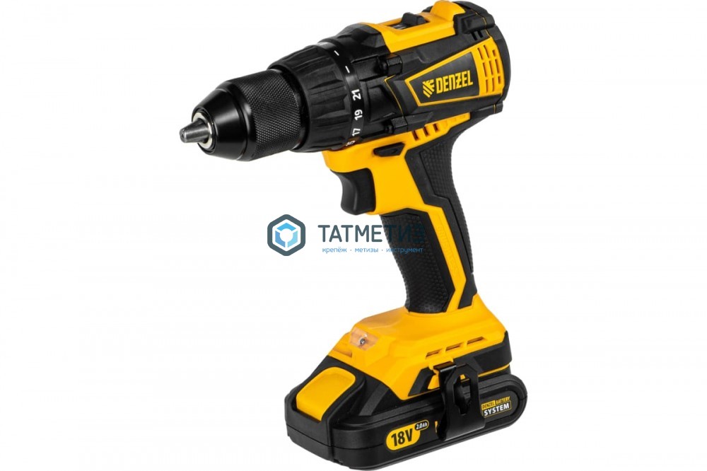 Дрель-шуруповерт аккумуляторная CDL-IB-18-02, Li-Ion, 18 В, 1,5 Ач, 2 акк.// Denzel Дрель-шуруповерт аккумуляторная CDL-IB-18-02, Li-Ion, 18 В, 1,5 Ач, 2 акк.// Denzel
