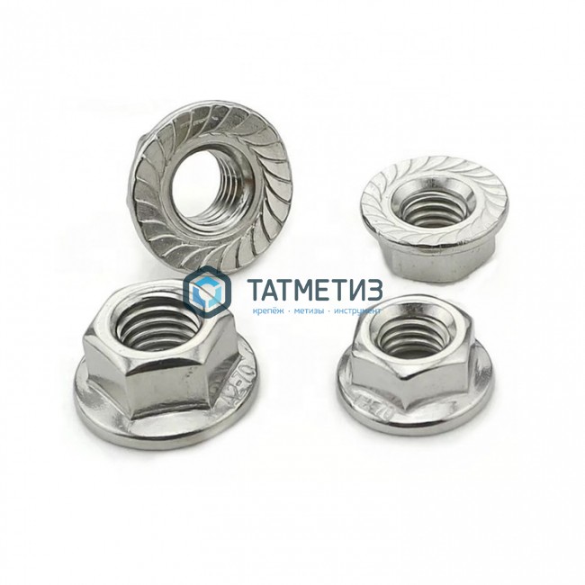 Гайка  М10 DIN 6923 А2-70 с фланцем Гайка  М10 DIN 6923 А2-70 с фланцем