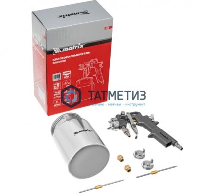 Краскораспылитель пневмат. с нижним бачком V=1,0 л, сопла диаметром 1.2, 1.5 и 1.8 мм// Matrix |  «ТАТМЕТИЗ» Краскораспылитель пневмат. с нижним бачком V=1,0 л, сопла диаметром 1.2, 1.5 и 1.8 мм// Matrix -  магазин крепежа «ТАТМЕТИЗ»