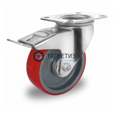 Колесо большегрузное ПОЛИУРЕНТАН поворотное с тормозом d 100 мм |  «ТАТМЕТИЗ» Колесо большегрузное ПОЛИУРЕНТАН поворотное с тормозом d 100 мм -  магазин крепежа «ТАТМЕТИЗ»