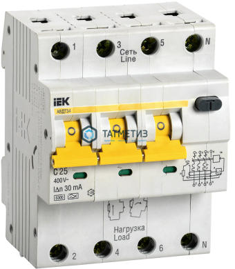 Выключатель авт.дифференциального тока 4п C 25А 30мА тип A 6кА АВДТ-34 (3P+N) IEK |  «ТАТМЕТИЗ» Выключатель авт.дифференциального тока 4п C 25А 30мА тип A 6кА АВДТ-34 (3P+N) IEK -  магазин крепежа «ТАТМЕТИЗ»