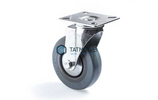 Колесо поворотное с площадкой серая резина d 125 мм |  «ТАТМЕТИЗ» Колесо поворотное с площадкой серая резина d 125 мм -  магазин крепежа «ТАТМЕТИЗ»