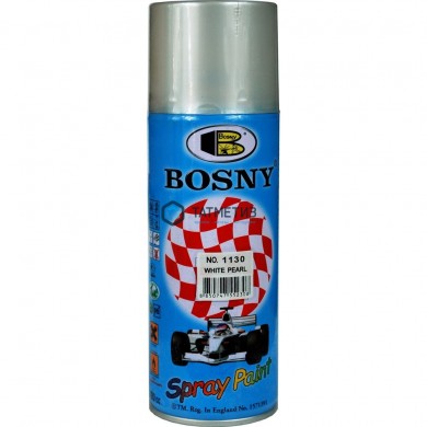 Краска аэроз. BOSNY 520 мл. №1130  БЕЛАЯ жемчуг металик -  магазин крепежа «ТАТМЕТИЗ»