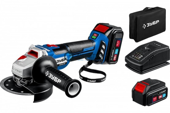 УШМ аккумуляторная 20В бесщеточная, 2 АКБ (4Ач), в сумке, ЗУБР Профессионал |  «ТАТМЕТИЗ» УШМ аккумуляторная 20В бесщеточная, 2 АКБ (4Ач), в сумке, ЗУБР Профессионал -  магазин крепежа «ТАТМЕТИЗ»