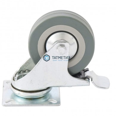 Колесо  поворотное с тормозом d-75мм, крепление  платформенное // СИБРТЕХ |  «ТАТМЕТИЗ» Колесо  поворотное с тормозом d-75мм, крепление  платформенное // СИБРТЕХ -  магазин крепежа «ТАТМЕТИЗ»