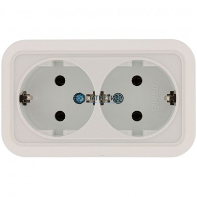 Розетка 2-м ОП с/з квадр. бел. MAKEL 45182 |  «ТАТМЕТИЗ» Розетка 2-м ОП с/з квадр. бел. MAKEL 45182 -  магазин крепежа «ТАТМЕТИЗ»