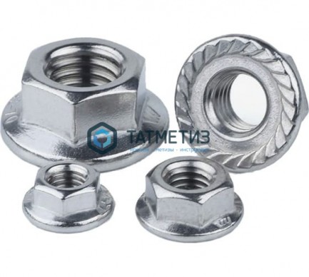 Гайка с фланцем DIN 6923, оц  М8  (3500 шт/уп) КК |  «ТАТМЕТИЗ» Гайка с фланцем DIN 6923, оц  М8  (3500 шт/уп) КК -  магазин крепежа «ТАТМЕТИЗ»