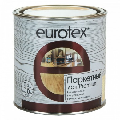 Лак паркетный Eurotex-premium полуматовый  0,8 л./6 |  «ТАТМЕТИЗ» Лак паркетный Eurotex-premium полуматовый  0,8 л./6 -  магазин крепежа «ТАТМЕТИЗ»