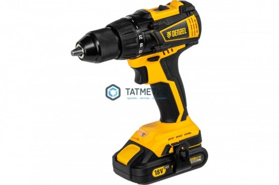 Дрель-шуруповерт аккумуляторная CDL-IB-18-02, Li-Ion, 18 В, 1,5 Ач, 2 акк.// Denzel |  «ТАТМЕТИЗ» Дрель-шуруповерт аккумуляторная CDL-IB-18-02, Li-Ion, 18 В, 1,5 Ач, 2 акк.// Denzel -  магазин крепежа «ТАТМЕТИЗ»