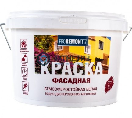 Краска ВД  PROREMONT для фасадов  БЕЛАЯ 3 кг. |  «ТАТМЕТИЗ» Краска ВД  PROREMONT для фасадов  БЕЛАЯ 3 кг. -  магазин крепежа «ТАТМЕТИЗ»