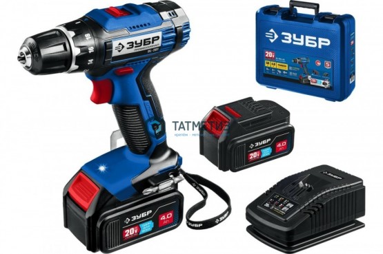 Дрель-шуруповерт 20 В, 2 АКБ (4Ач), в кейсе, ЗУБР Профессионал |  «ТАТМЕТИЗ» Дрель-шуруповерт 20 В, 2 АКБ (4Ач), в кейсе, ЗУБР Профессионал -  магазин крепежа «ТАТМЕТИЗ»