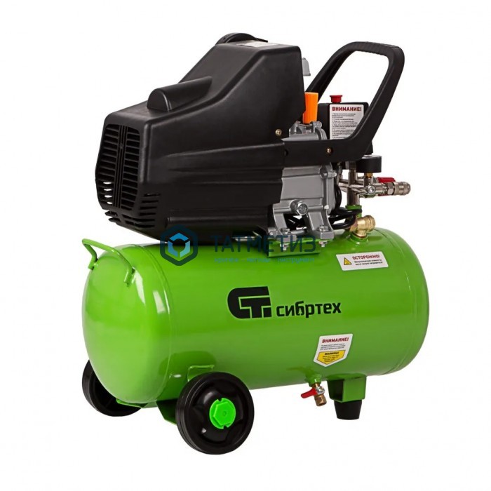 Компрессор воздушный КК-1500/24, 1,5 кВт, 198 л/мин, 24 л, прямой привод, масляный// Сибртех Компрессор воздушный КК-1500/24, 1,5 кВт, 198 л/мин, 24 л, прямой привод, масляный// Сибртех