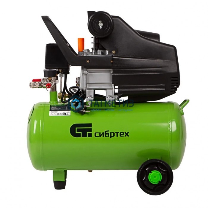 Компрессор воздушный КК-1500/24, 1,5 кВт, 198 л/мин, 24 л, прямой привод, масляный// Сибртех Компрессор воздушный КК-1500/24, 1,5 кВт, 198 л/мин, 24 л, прямой привод, масляный// Сибртех