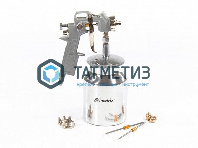 Краскораспылитель пневмат. с нижним бачком V=1,0 л, сопла диаметром 1.2, 1.5 и 1.8 мм// Matrix Краскораспылитель пневмат. с нижним бачком V=1,0 л, сопла диаметром 1.2, 1.5 и 1.8 мм// Matrix