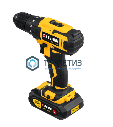 Дрель-шуруповерт 16 В, STEHER, 2 АКБ (2Ач), в кейсе Дрель-шуруповерт 16 В, STEHER, 2 АКБ (2Ач), в кейсе