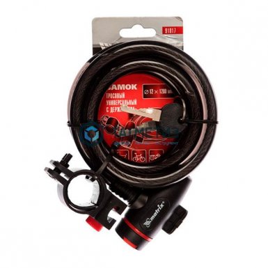 Замок тросовый 1200мм, d 12мм, универсальный с держателем //MATRIX |  «ТАТМЕТИЗ» Замок тросовый 1200мм, d 12мм, универсальный с держателем //MATRIX -  магазин «ТАТМЕТИЗ»