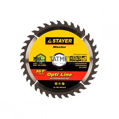 Диск пильный по дереву 200х30мм, 36Т STAYER MASTER "OPTI-Line" |  «ТАТМЕТИЗ» Диск пильный по дереву 200х30мм, 36Т STAYER MASTER "OPTI-Line" -  магазин «ТАТМЕТИЗ»
