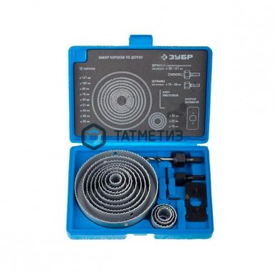 Набор коронок по дереву 64-127мм, державка с опорным основанием, 7 пред ЗУБР "ЭКСПЕРТ" |  «ТАТМЕТИЗ» Набор коронок по дереву 64-127мм, державка с опорным основанием, 7 пред ЗУБР "ЭКСПЕРТ" -  магазин «ТАТМЕТИЗ»