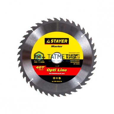 Диск пильный по дереву 250х32мм, 40Т STAYER MASTER "OPTI-Line" |  «ТАТМЕТИЗ» Диск пильный по дереву 250х32мм, 40Т STAYER MASTER "OPTI-Line" -  магазин «ТАТМЕТИЗ»