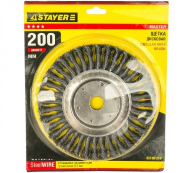 Щетка для УШМ дисковая 200 мм, 22 мм, STAYER, сплет в пучки стальн зак провол 0, 5мм |  «ТАТМЕТИЗ» Щетка для УШМ дисковая 200 мм, 22 мм, STAYER, сплет в пучки стальн зак провол 0, 5мм -  магазин «ТАТМЕТИЗ»