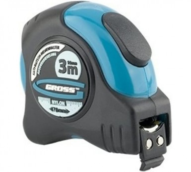 Рулетка "Schlagfest", 3 м x 19 мм, магн. обрез зацеп, двухст. шкала, нейлон покр. автоматич// Gross |  «ТАТМЕТИЗ» Рулетка "Schlagfest", 3 м x 19 мм, магн. обрез зацеп, двухст. шкала, нейлон покр. автоматич// Gross -  магазин «ТАТМЕТИЗ»