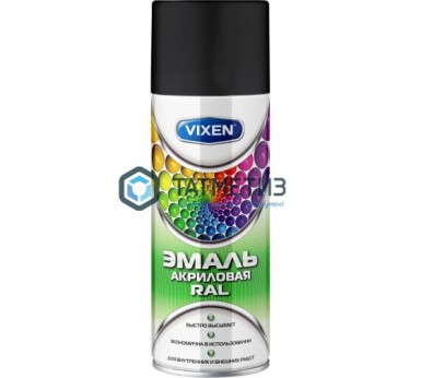 Краска аэроз. VIXEN  ЧЕРНЫЙ ЯНТАРЬ  520 мл. RAL 9005 -  магазин «ТАТМЕТИЗ»
