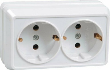 Розетка 2-м ОП Октава 16А РС22-3-ОБ с заземл. IP20 бел. ИЭК ERO21-K01-16-DC -  магазин «ТАТМЕТИЗ»