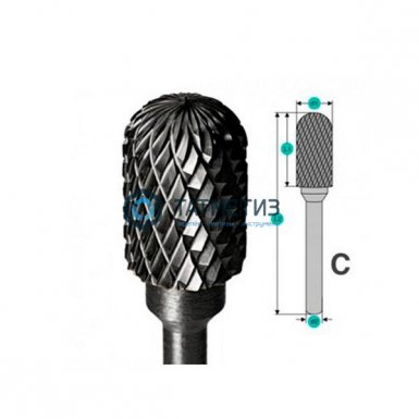 Шарошка борфреза по металлу, тв.сплав., цилиндр со сфер.торц., С0820М06, d=8мм, l=20мм, пос.6мм, SEB -  магазин крепежа «ТАТМЕТИЗ»