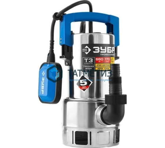 Насос дренажный для грязной воды, корпус-нерж. сталь, 550 Вт, ЗУБР Профессионал Насос дренажный для грязной воды, корпус-нерж. сталь, 550 Вт, ЗУБР Профессионал