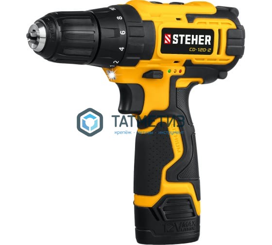 Дрель-шуруповерт 12 В  STEHER, 30 Н·м, 2 АКБ (2 А·ч),кейс Дрель-шуруповерт 12 В  STEHER, 30 Н·м, 2 АКБ (2 А·ч),кейс