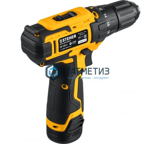 Дрель-шуруповерт 12 В  STEHER, 30 Н·м, 2 АКБ (2 А·ч),кейс Дрель-шуруповерт 12 В  STEHER, 30 Н·м, 2 АКБ (2 А·ч),кейс
