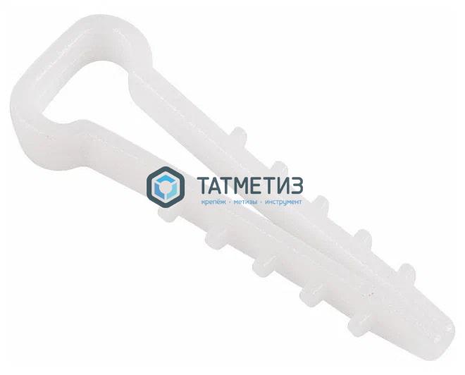 Дюбель-хомут для кабеля нейлон  6х12 бел. под плоский (100 шт/уп) Дюбель-хомут для кабеля нейлон  6х12 бел. под плоский (100 шт/уп)