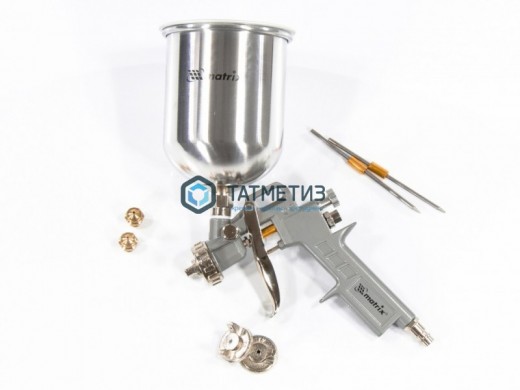 Краскораспылитель пневмат. с верхним бачком V=1,0 л, сопла диаметром 1.2, 1.5 и 1.8 мм// Matrix |  «ТАТМЕТИЗ» Краскораспылитель пневмат. с верхним бачком V=1,0 л, сопла диаметром 1.2, 1.5 и 1.8 мм// Matrix -  магазин крепежа «ТАТМЕТИЗ»