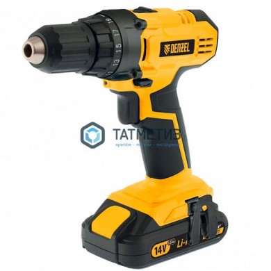 Дрель-шуруповерт аккумуляторная CDL-IB-14-02, Li-Ion, 14 В, 1,5 Ач, 2 акк.// Denzel |  «ТАТМЕТИЗ» Дрель-шуруповерт аккумуляторная CDL-IB-14-02, Li-Ion, 14 В, 1,5 Ач, 2 акк.// Denzel -  магазин крепежа «ТАТМЕТИЗ»