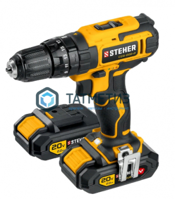 Дрель-шуруповерт 20 В, STEHER, 2 АКБ (2Ач), в кейсе |  «ТАТМЕТИЗ» Дрель-шуруповерт 20 В, STEHER, 2 АКБ (2Ач), в кейсе -  магазин крепежа «ТАТМЕТИЗ»