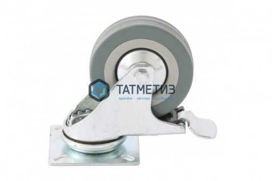 Колесо  поворотное с тормозом d-50мм, крепление  платформенное // СИБРТЕХ |  «ТАТМЕТИЗ» Колесо  поворотное с тормозом d-50мм, крепление  платформенное // СИБРТЕХ -  магазин крепежа «ТАТМЕТИЗ»