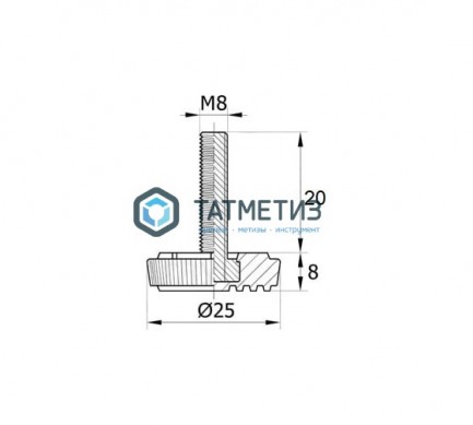 Опора резьбовая регулируемая D25, М8 х 20 мм |  «ТАТМЕТИЗ» Опора резьбовая регулируемая D25, М8 х 20 мм -  магазин крепежа «ТАТМЕТИЗ»