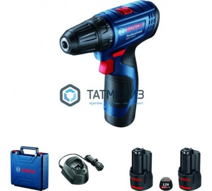 Дрель-шуруповерт аккумуляторная Bosch GSR 120-LI,2x2.0 Ач+оснастка |  «ТАТМЕТИЗ» Дрель-шуруповерт аккумуляторная Bosch GSR 120-LI,2x2.0 Ач+оснастка -  магазин крепежа «ТАТМЕТИЗ»
