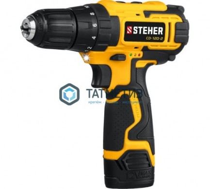 Дрель-шуруповерт 12 В  STEHER, 30 Н·м, 2 АКБ (2 А·ч),кейс |  «ТАТМЕТИЗ» Дрель-шуруповерт 12 В  STEHER, 30 Н·м, 2 АКБ (2 А·ч),кейс -  магазин крепежа «ТАТМЕТИЗ»