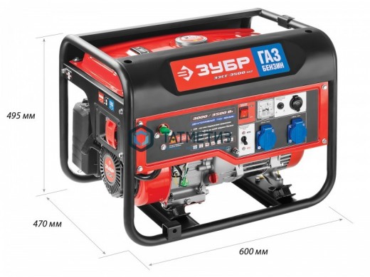 Генератор гибридный (бензин / газ), 3500 Вт, ЗУБР |  «ТАТМЕТИЗ» Генератор гибридный (бензин / газ), 3500 Вт, ЗУБР -  магазин крепежа «ТАТМЕТИЗ»